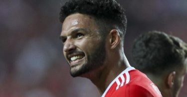 Lisbon, 08/02/2022 - Sport Lisboa e Benfica hosted FC Midtjylland tonight at EstAdio da Luz in Lisbon, in a match counting for the qualification for the 2022/23 Champions League Goncalo Ramos celebrates the 4-0 ( Pedro Rock / Global Images/Sipa USA )